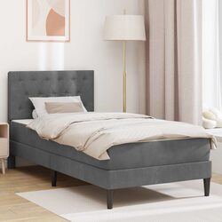 Practical Grey Bed Frame with Mattress for Home Use 90 x 190 cm
