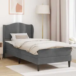 Functional Dark Grey Velvet Bed Frame for Modern Living 90 x 190 cm