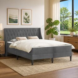 Versatile Grey Bed Frame with Mattress for Any Room 137 x 190 cm