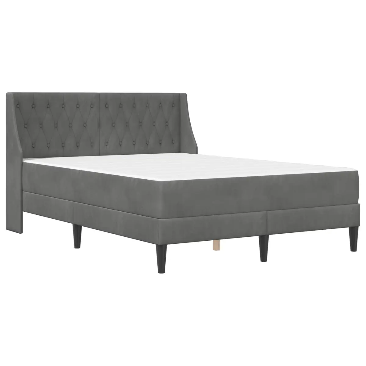 Bed Frame with Mattress Grey 137 x 190 cm Velvet Upholstered Modern Bedroom