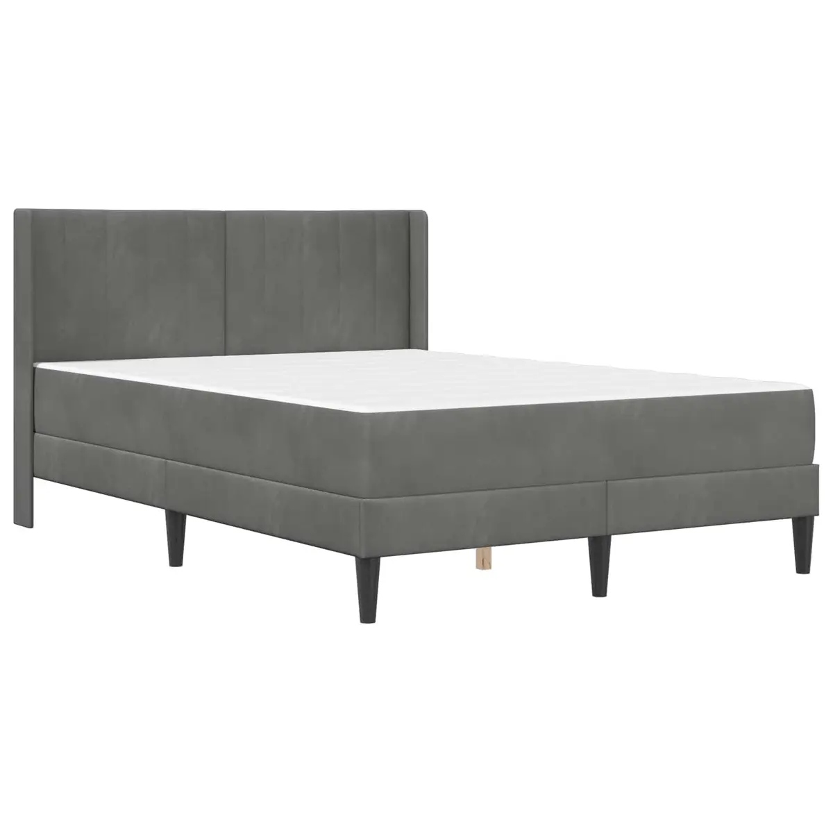 Bed Frame with Mattress Velvet 137 x 190 cm Dark Grey