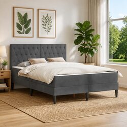 Practical Dark Grey Bed Frame and Mattress for Everyday Use