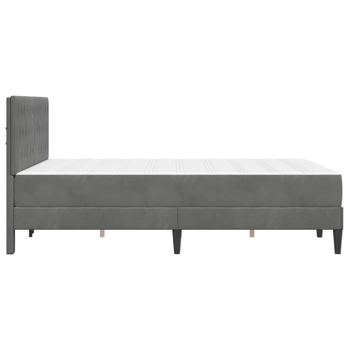 Bed Frame with Mattress Velvet Upholstered 137 x 190 cm Dark Grey Modern Bedroom