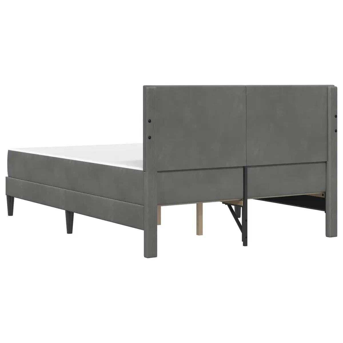 Bed Frame with Mattress Velvet Upholstered 137 x 190 cm Dark Grey Modern Bedroom