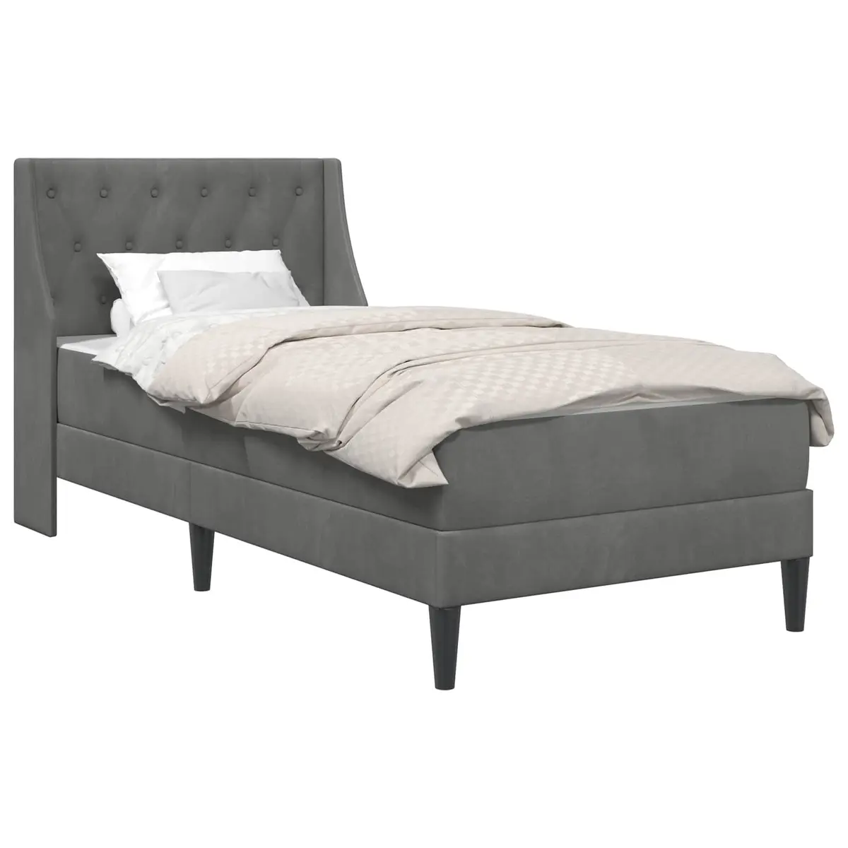 Bed Frame with Integrated Mattress Velvet 107 x 203 cm Grey