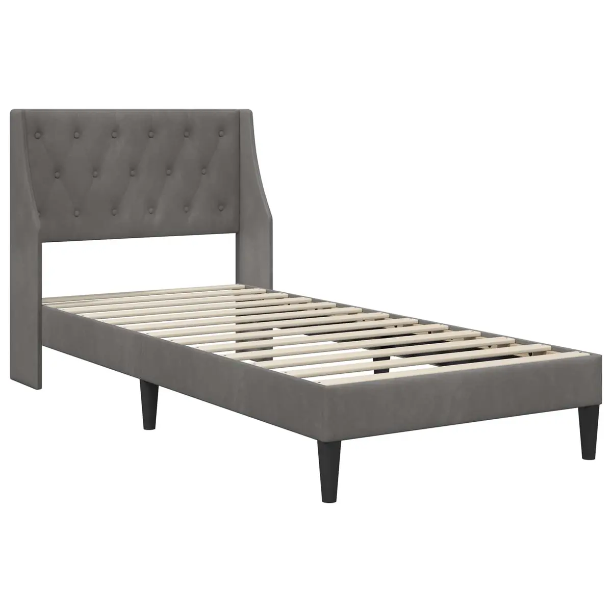Bed Frame with Integrated Mattress Velvet 107 x 203 cm Grey