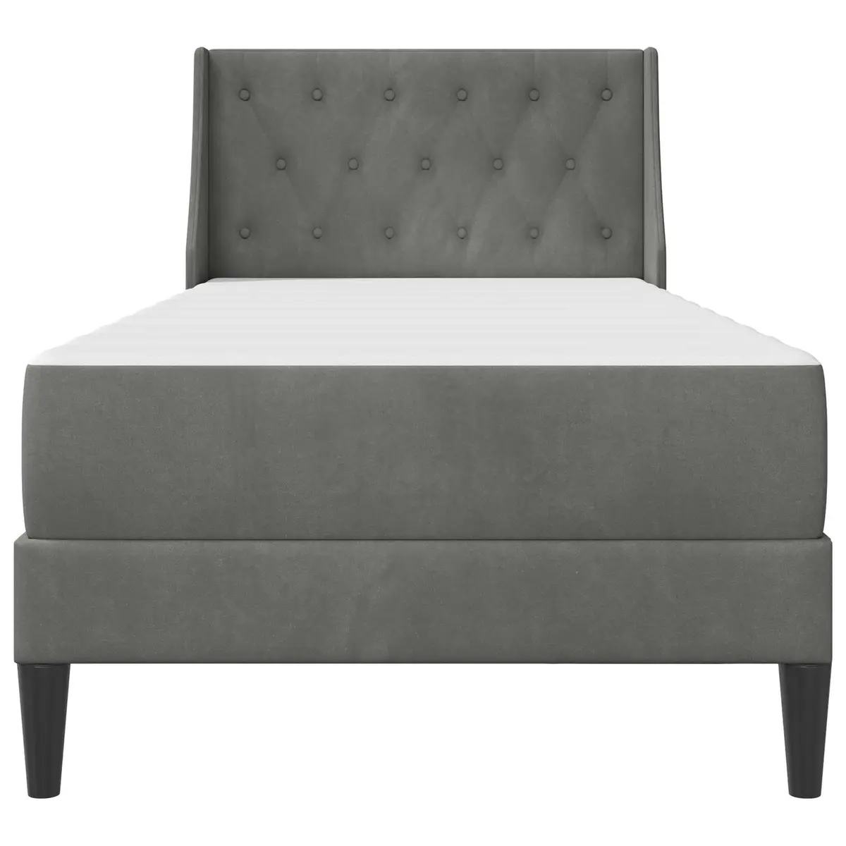 Bed Frame with Integrated Mattress Velvet 107 x 203 cm Grey