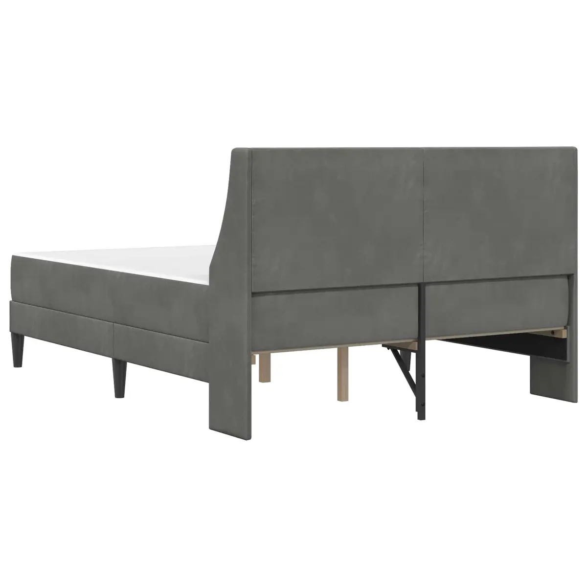 Bed Frame with Mattress Velvet 137 x 190 cm Grey Modern Bedroom Furniture