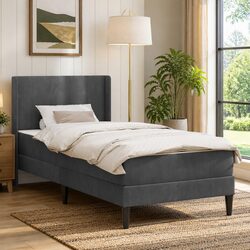 Practical Grey Bed Frame with Mattress for Your Bedroom 107 x 203 cm