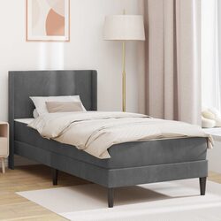 Practical Grey Bed Frame with Mattress and Storage 90 x 200 cm