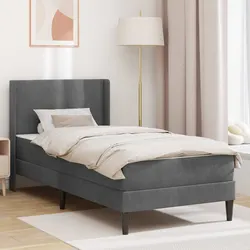 Practical Grey Bed Frame with Mattress and Storage 90 x 200 cm