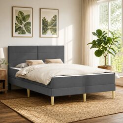Functional Grey Bed Frame with Mattress for Cozy Living