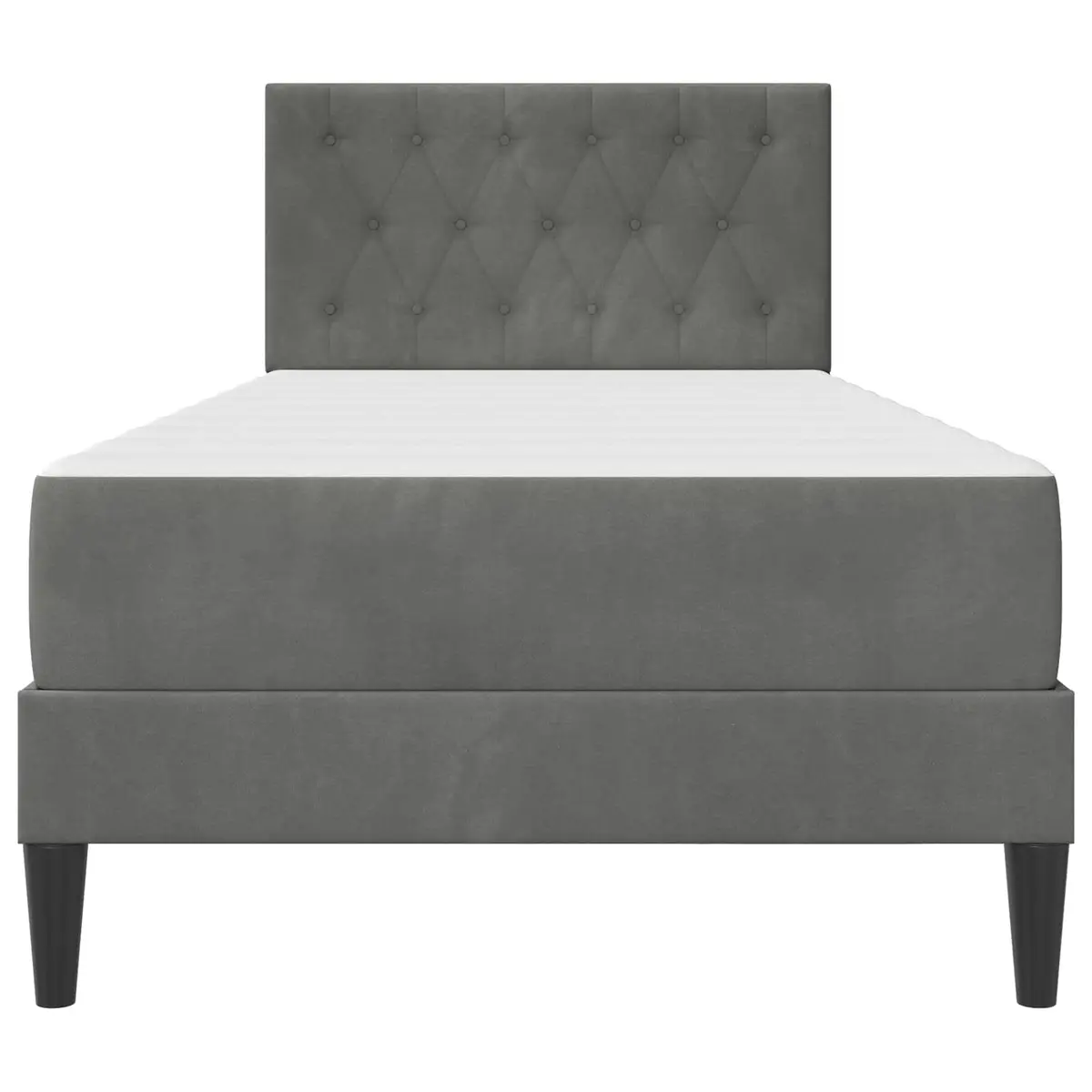 Bed Frame with Mattress Grey 107 x 203 cm Velvet Headboard Modern Bedroom