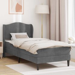Practical Dark Grey Bed Frame with Headboard 90 x 190 cm