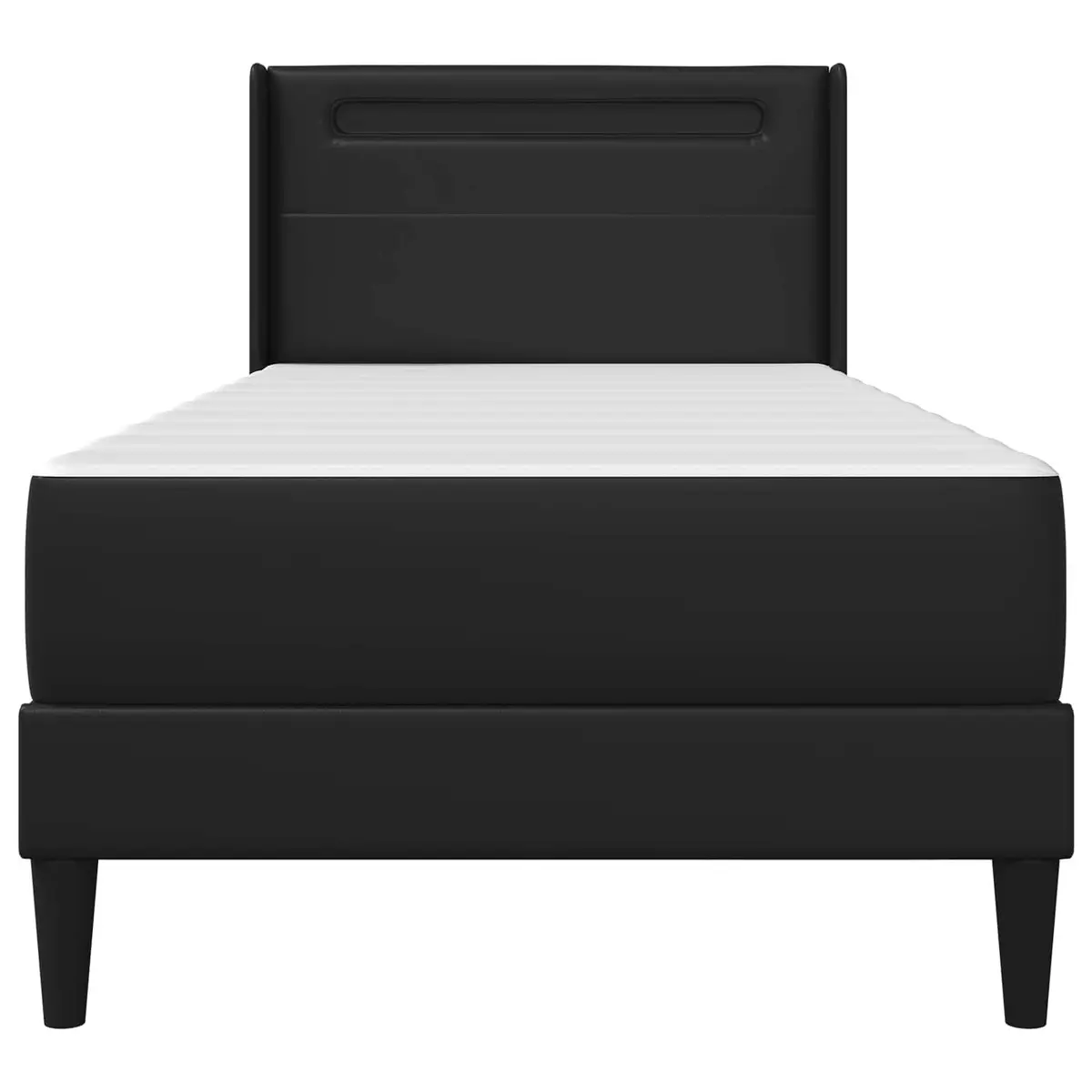 Bed Frame Foam Mattress 107 x 203 cm Black Faux Leather Headboard with LED Lighting