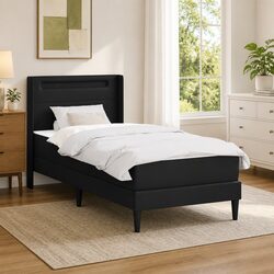Bed Frame with Foam Mattress Black 90 x 190 cm Modern Bedroom Furniture