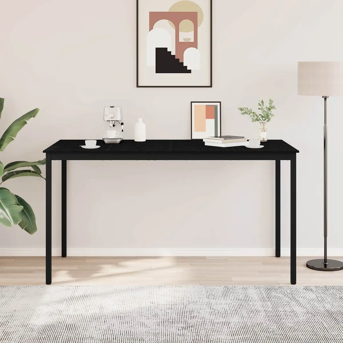 Standing Bar Table Rectangular Engineered Wood Black