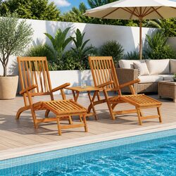 Versatile Acacia Wood Sun Lounger for Your Space