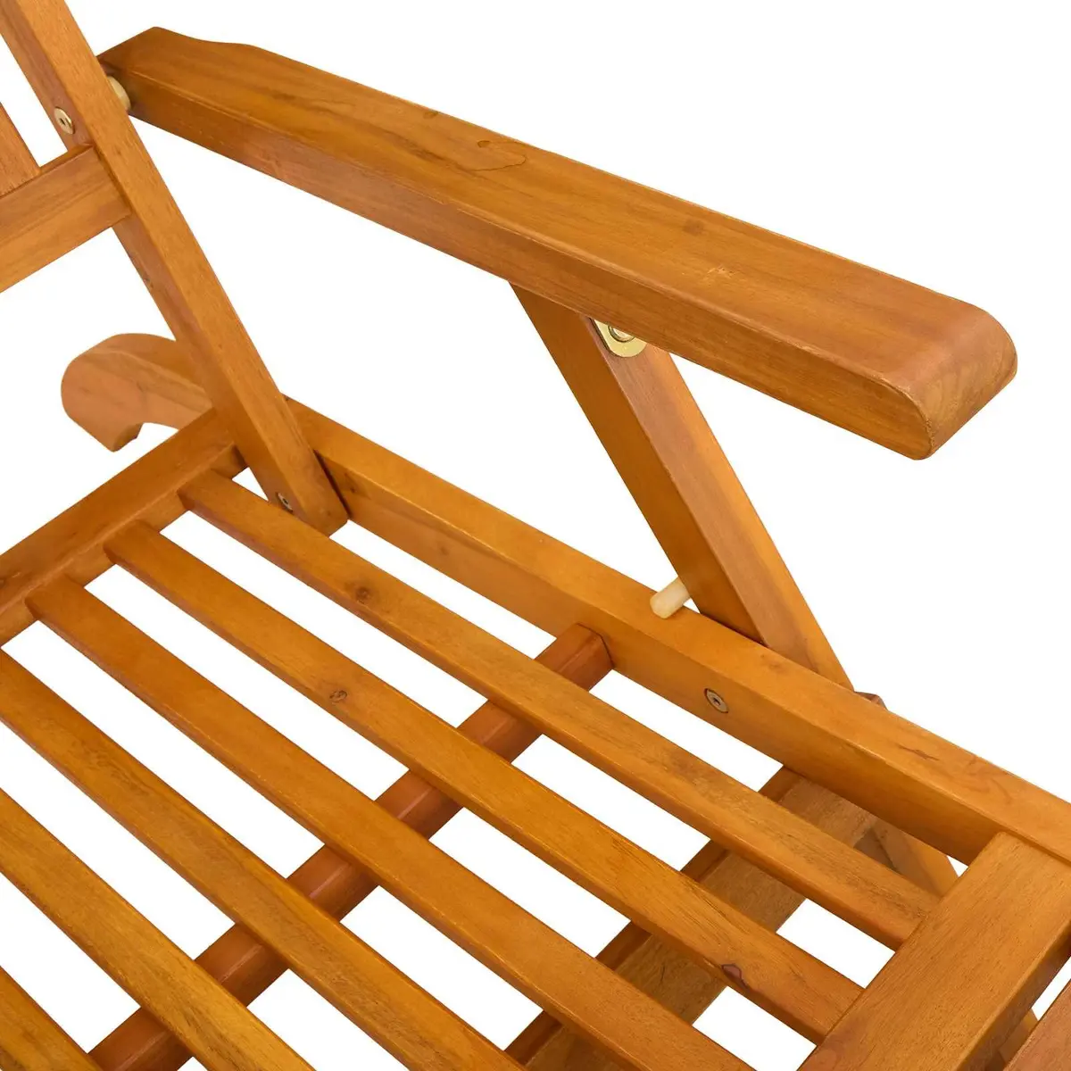 Acacia Wood Outdoor Folding Reclining Sun Lounger with Adjustable Backrest and Footrest for Garden Patio Relaxation