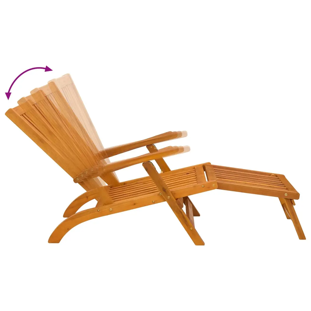Acacia Wood Outdoor Folding Reclining Sun Lounger with Adjustable Backrest and Footrest for Garden Patio Relaxation