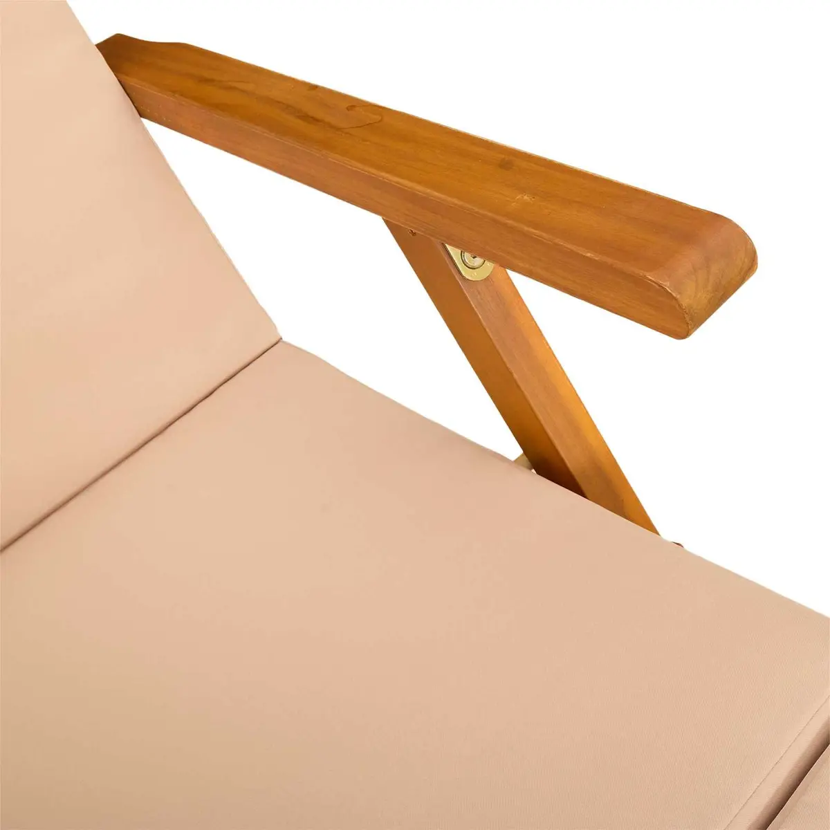 Sun Lounger Solid Acacia Wood 3 Pieces Brown Folding Reclining Chair