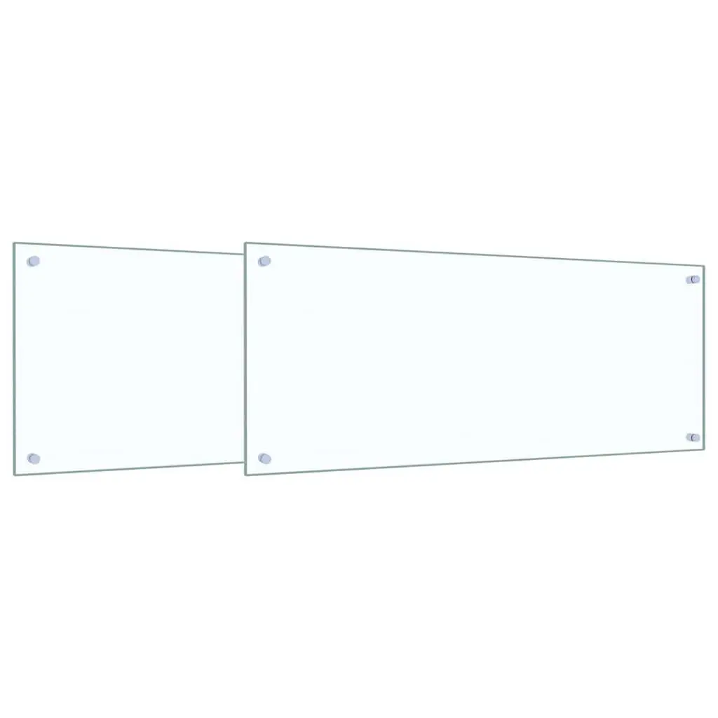 Tempered Glass Kitchen Backsplash Transparent 100x40cm 2 Pieces Wall Protector