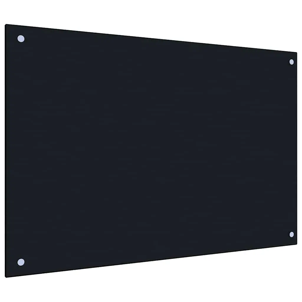 Tempered Glass Kitchen Backsplash Black 90cm x 60cm 2 Pieces Heat Resistant Splashback