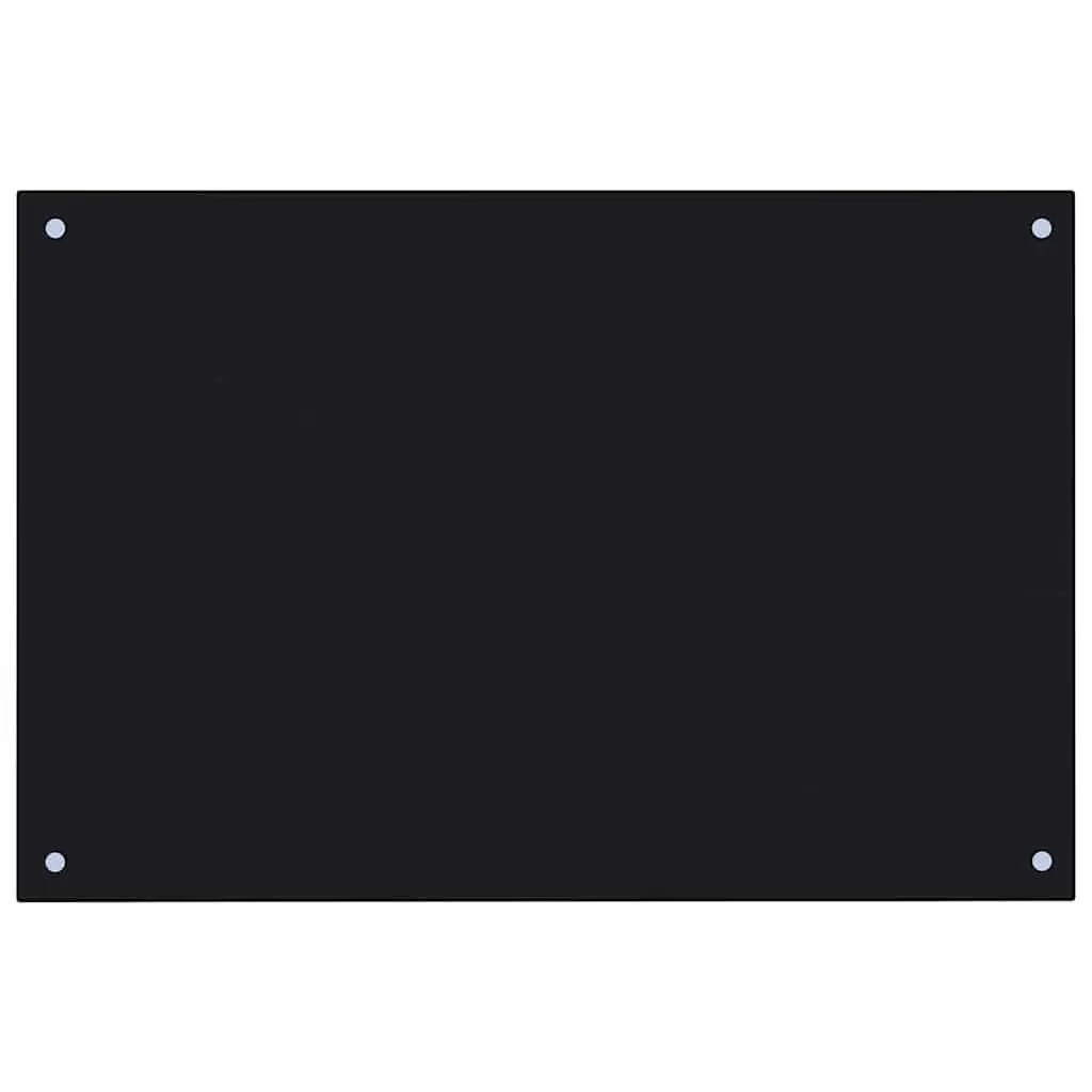 Tempered Glass Kitchen Backsplash Black 90cm x 60cm 2 Pieces Heat Resistant Splashback