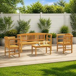 4-Piece Brown Wood Garden Rose Outdoor Lounge Set