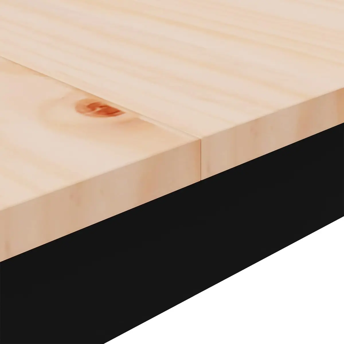 Dining Table Rectangular Solid Pine Wood Natural Finish 200x100x75cm with Metal Legs for Kitchen and Dining Room