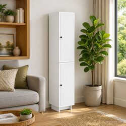 White Cabinet Set 2 pcs Storage Furniture Engineered Wood Modern Home Office