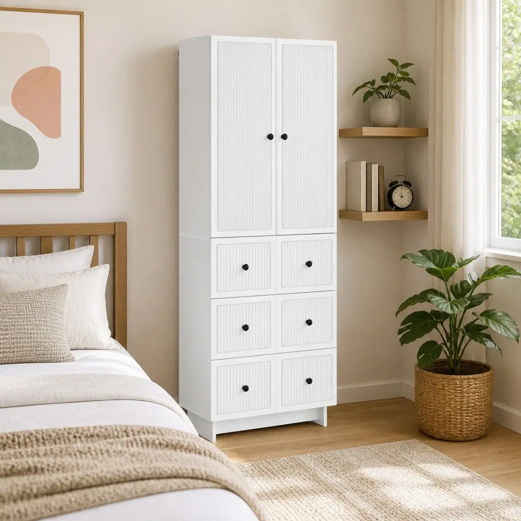 2 Piece Indoor Outdoor Cabinet Set Engineered Wood Storage Furniture 66 x 34.5 x 90 cm