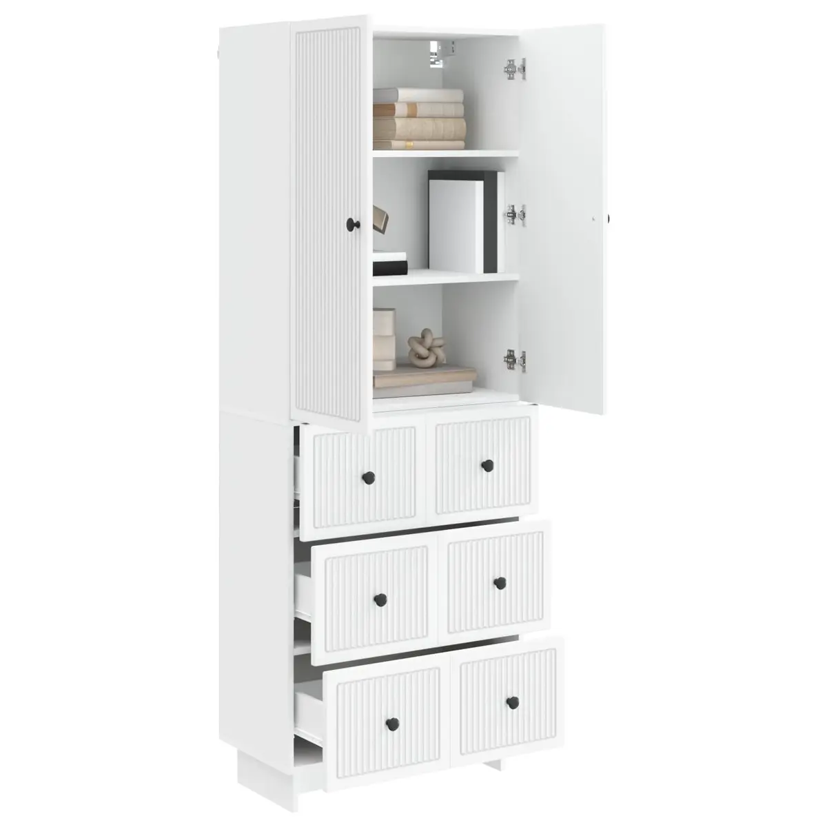 2 Piece Indoor Outdoor Cabinet Set Engineered Wood Storage Furniture 66 x 34.5 x 90 cm