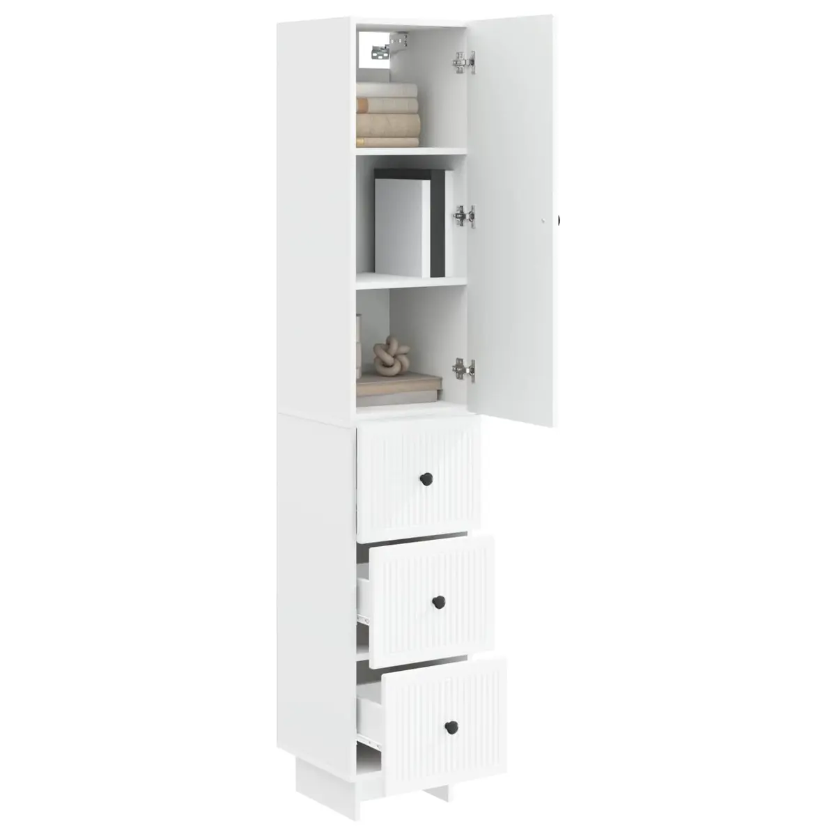White Cabinet Set Engineered Wood 33 x 34.5 x 90 cm 2 Pieces Storage Furniture