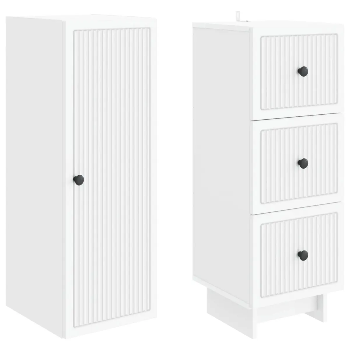 White Cabinet Set Engineered Wood 33 x 34.5 x 90 cm 2 Pieces Storage Furniture
