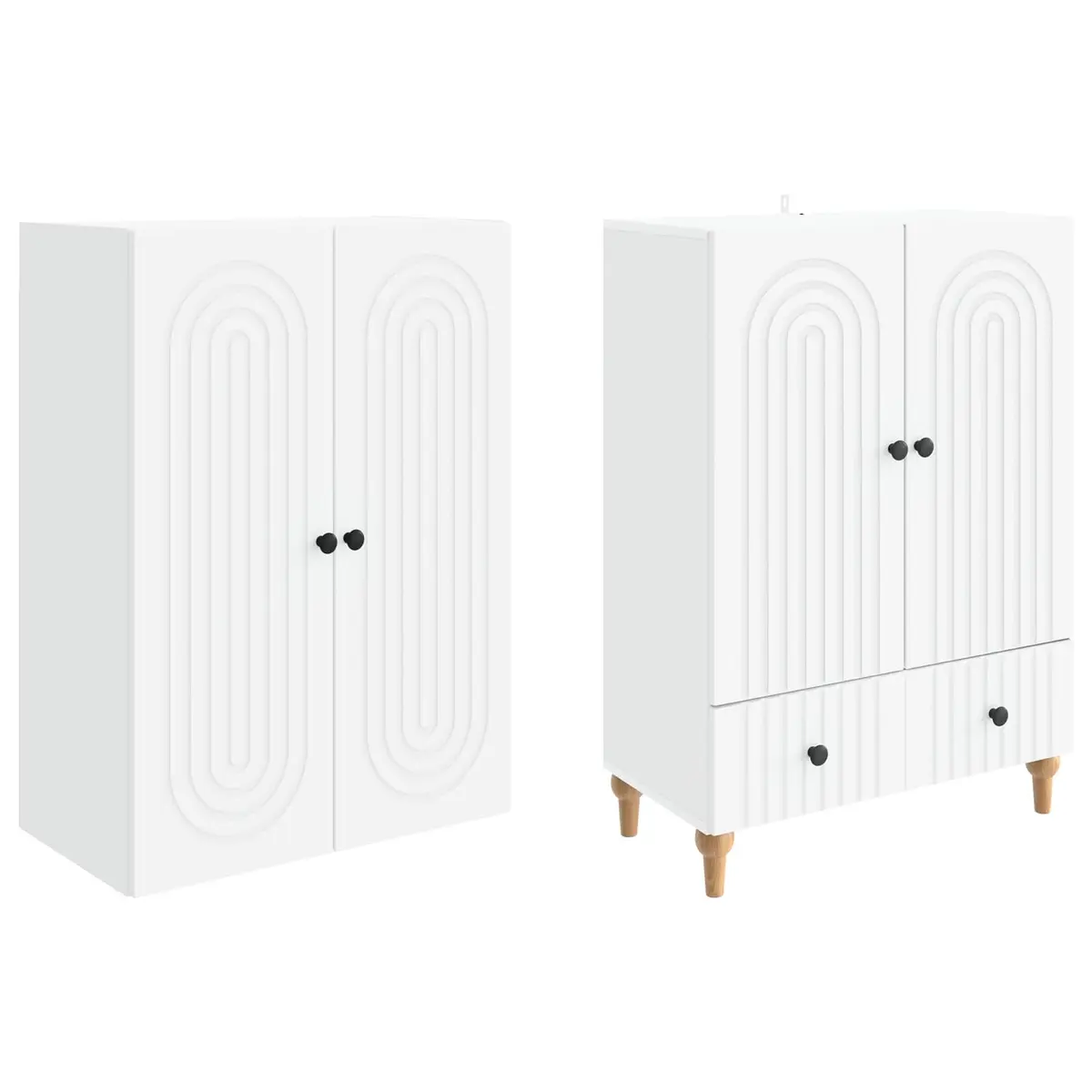 Cabinet Set 2 pcs 66 x 34.5 x 95 cm Storage Furniture Engineered Wood Shelves