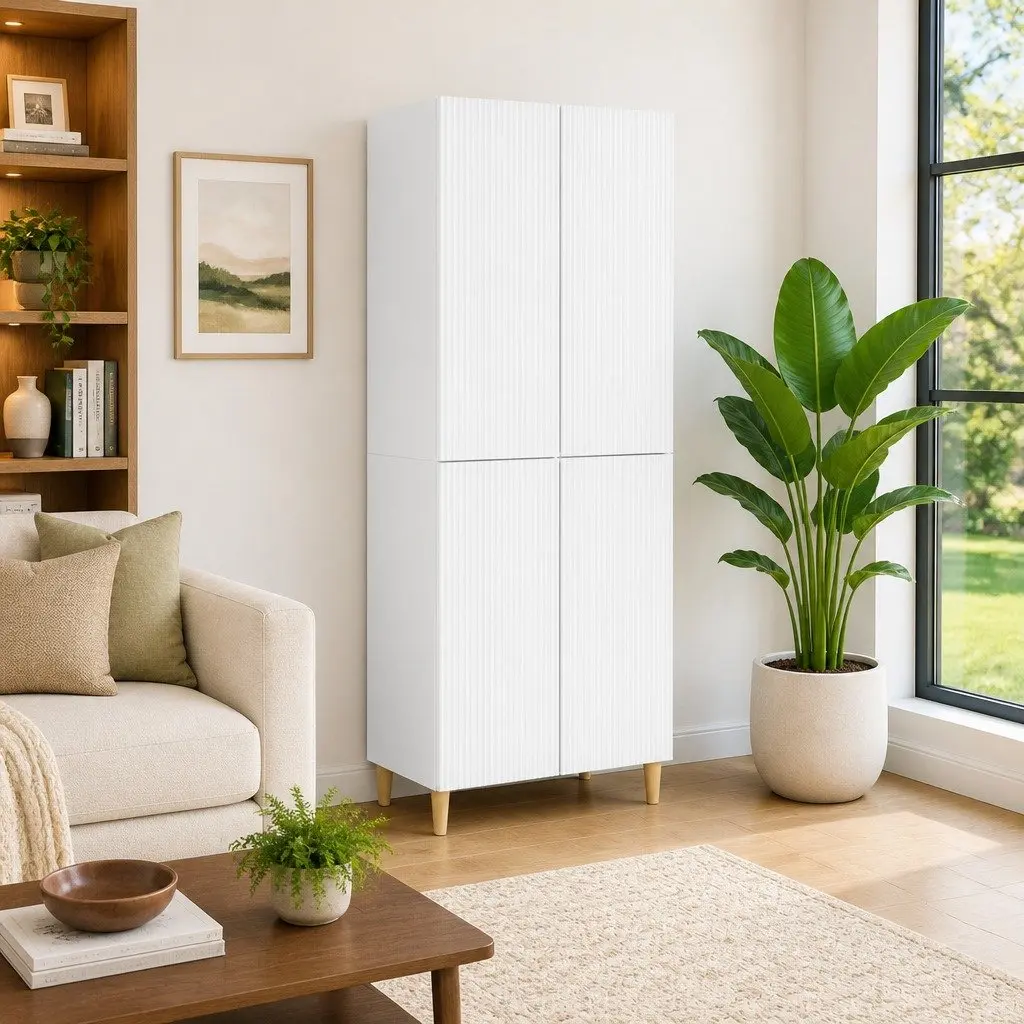 Cabinet Set Engineered Wood 66 x 34.5 x 90 cm Modern 2 Pieces Storage Furniture with Drawers Compartments