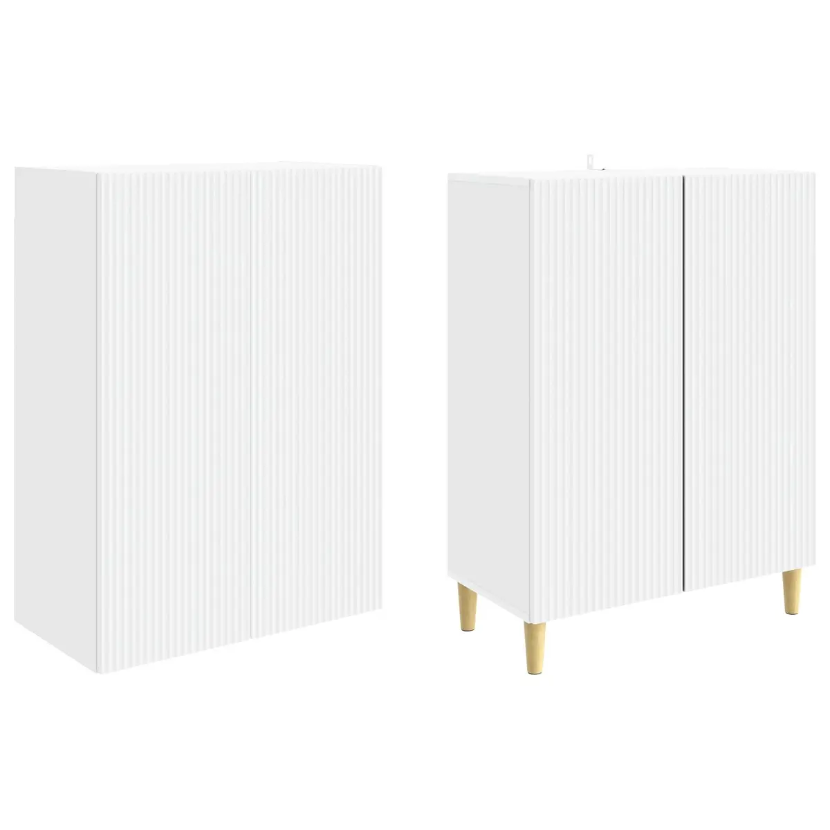 Cabinet Set Engineered Wood 66 x 34.5 x 90 cm Modern 2 Pieces Storage Furniture with Drawers Compartments