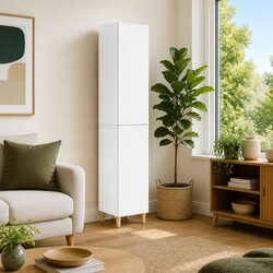 Functional Modular Cabinet Set, 2 Pieces in White Finish