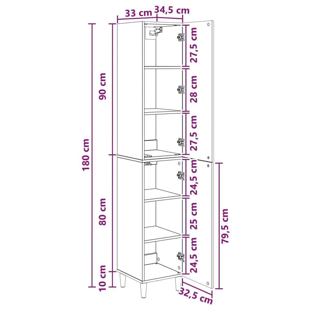 Modular Cabinet Set, 2 Pieces in White Finish