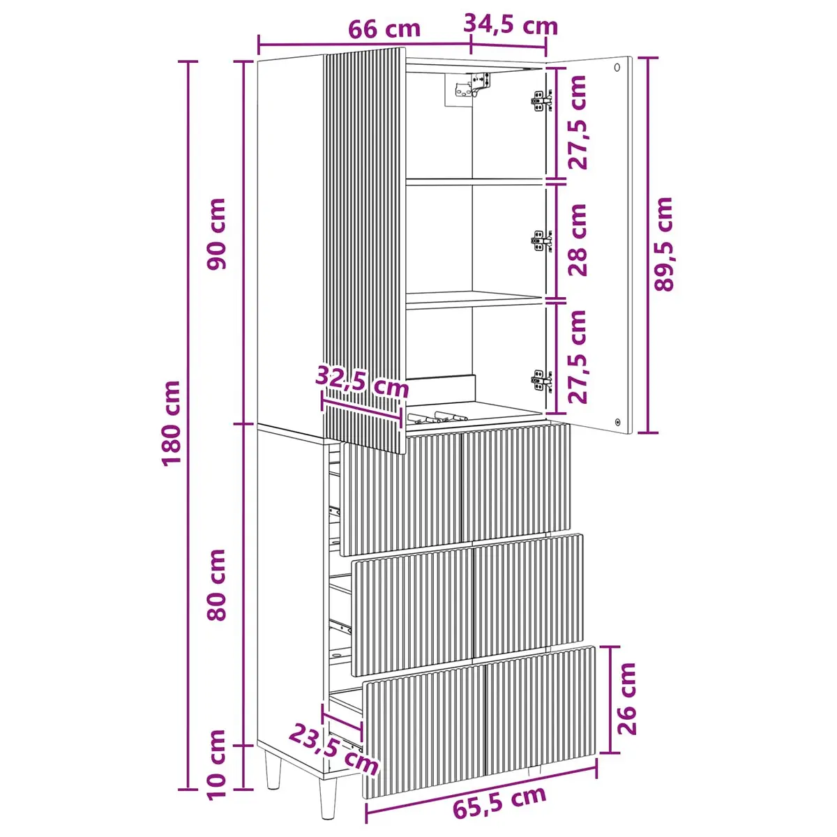 Cabinet Set Engineered Wood 66 x 34.5 x 90 cm Modern Storage Furniture
