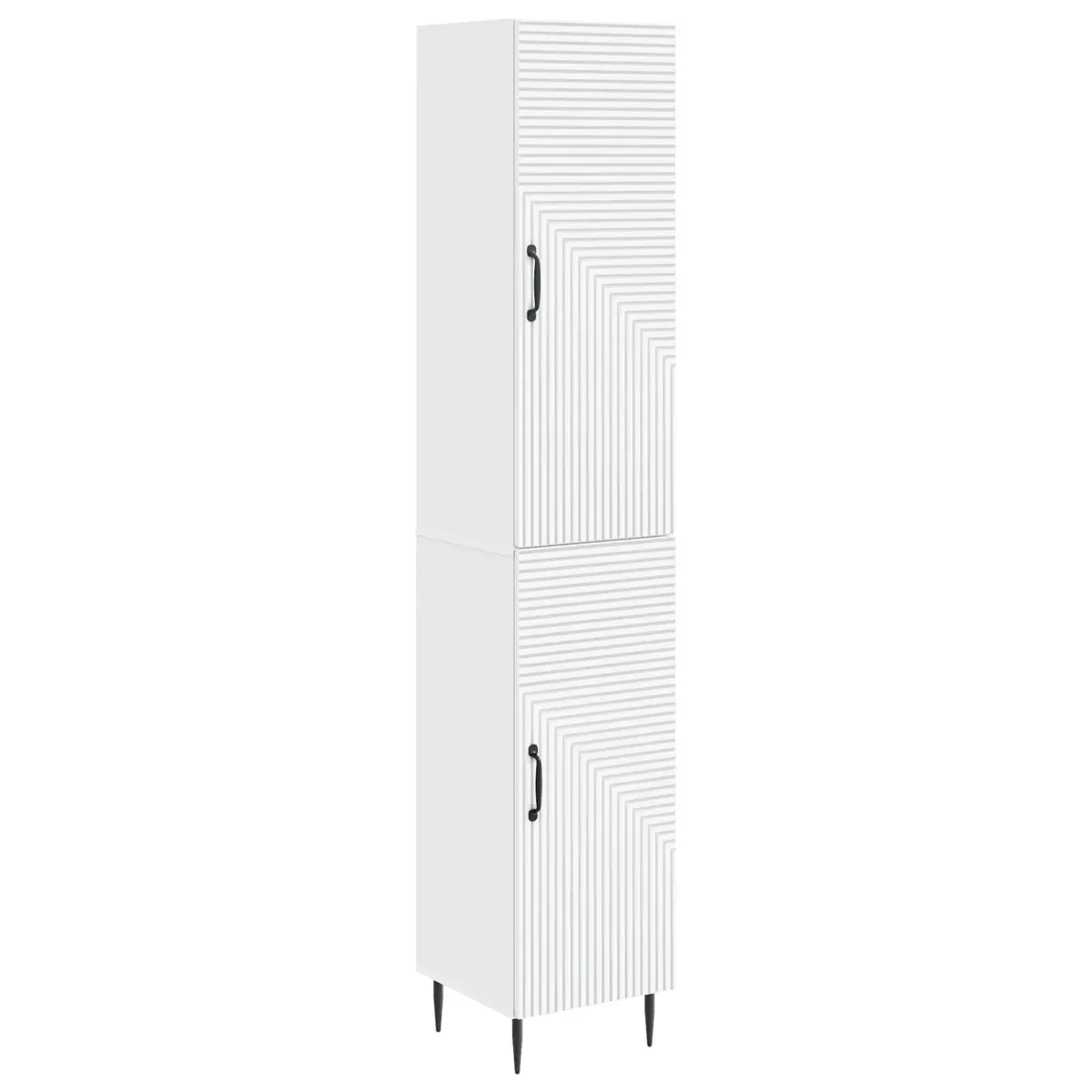 White Cabinet Set 2 Pieces Storage Furniture Engineered Wood Living Room Bedroom