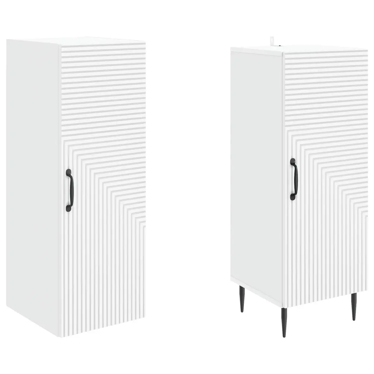 White Cabinet Set 2 Pieces Storage Furniture Engineered Wood Living Room Bedroom