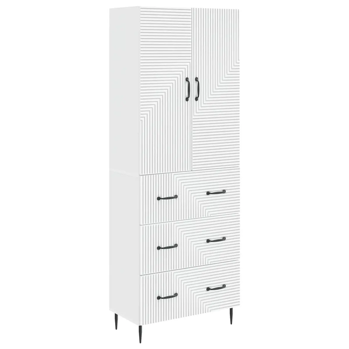 2 Piece White Storage Cabinet Set Engineered Wood Adjustable Shelves 66 x 34.5 x 90 cm