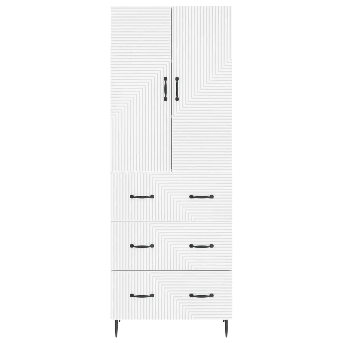 2 Piece White Storage Cabinet Set Engineered Wood Adjustable Shelves 66 x 34.5 x 90 cm