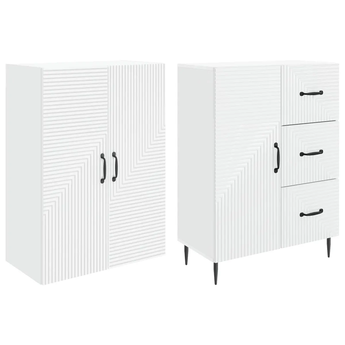 Cabinet Set Engineered Wood 66 x 34.5 x 89.5 cm White Modern Storage Furniture
