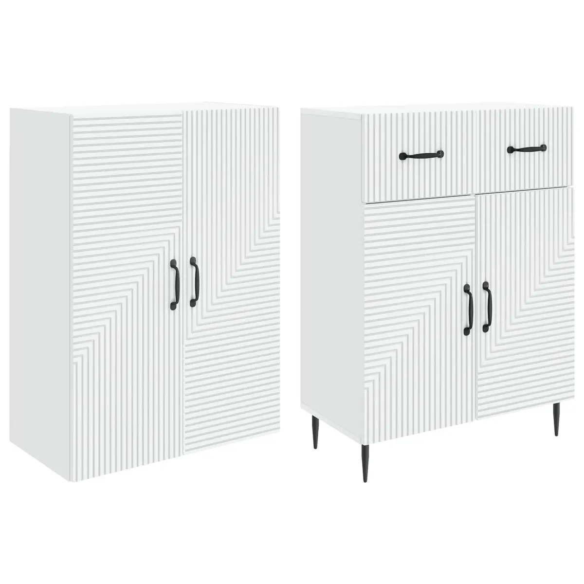 Cabinet Set Engineered Wood 2 pcs White Storage Furniture