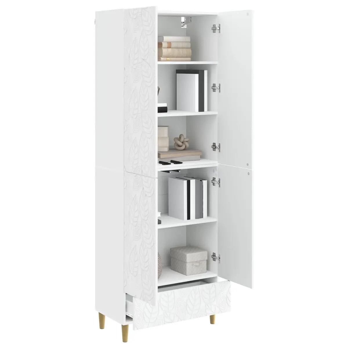 2 Piece White Cabinet Set Engineered Wood Storage Units Shelves Drawers Home Office