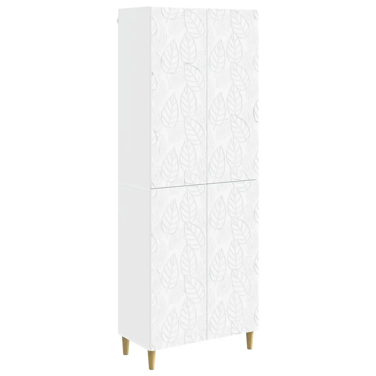 White Cabinet Set 2 Pieces Engineered Wood Storage Furniture Modern Design