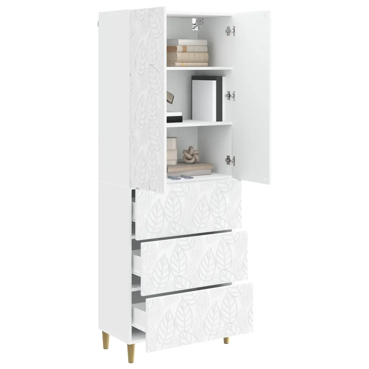 Storage Cabinet Set 2 pcs White Modern Engineered Wood Office Living Room 66cm